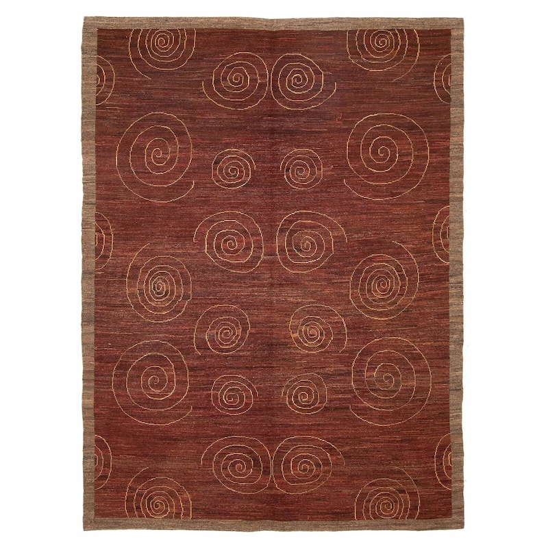 ECARPETGALLERY Flat-Weave Natural Burgundy Wool Tapestry Kilim - 5'5 x 7'1 - Dark Burgundy - 5'5 x 7'1