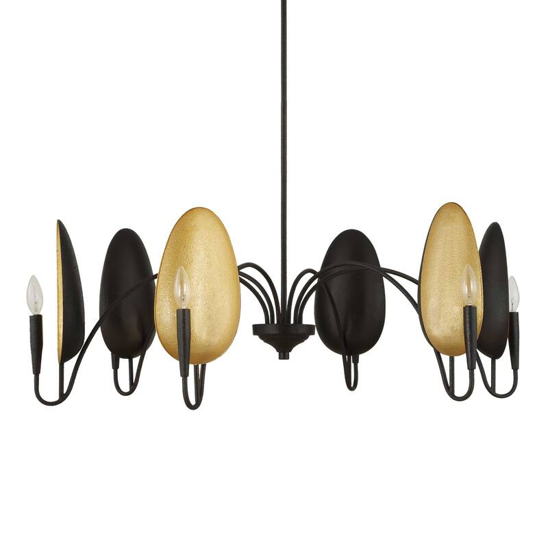 Uttermost Warwick 6 Light Matte Black Chandelier - 41.5"W x 41.5"D x 19"H