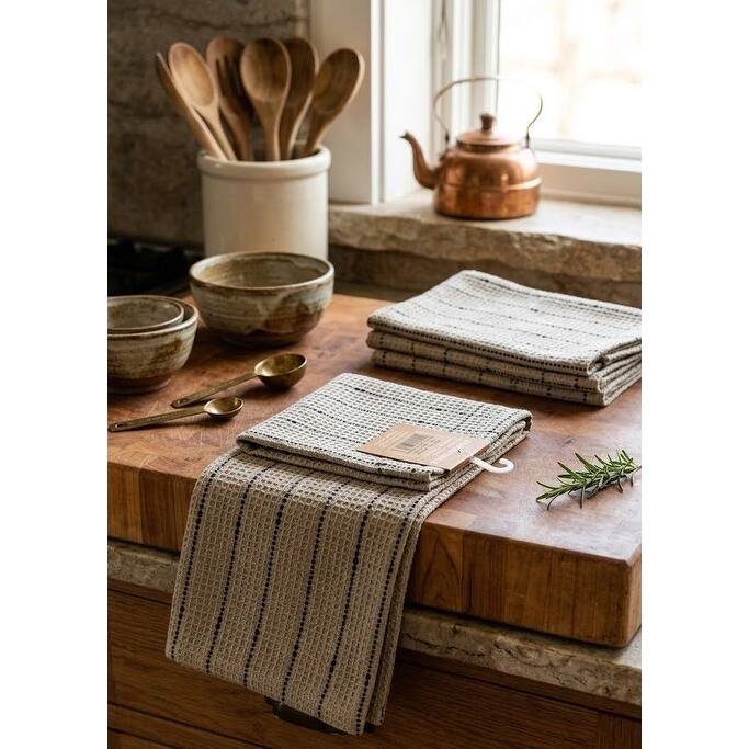 Gingham Waffle Kitchen Towel Set of 4