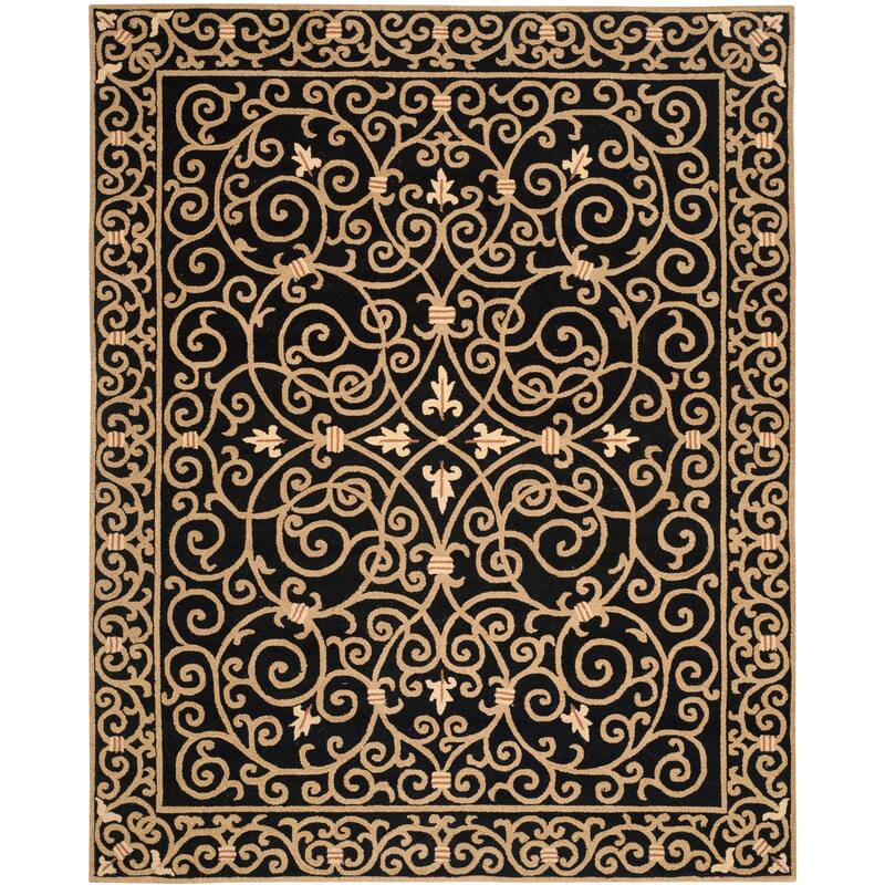 SAFAVIEH Hand-hooked Chelsea Joba Country Oriental Wool Rug - 9' x 12' - Black - Runner/Rectangle