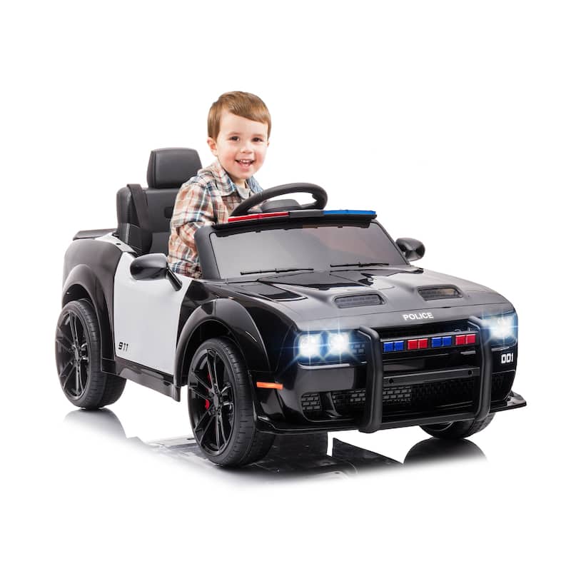 Kids Electric Car Licensed Dodge Challenger Ride On Car 12V - Black/White