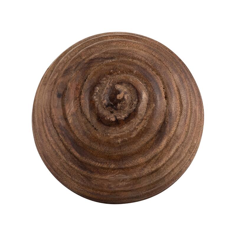 Sagebrook Home Natural Round Brown Ridged Wooden Orb Decor Contemporary Rustic