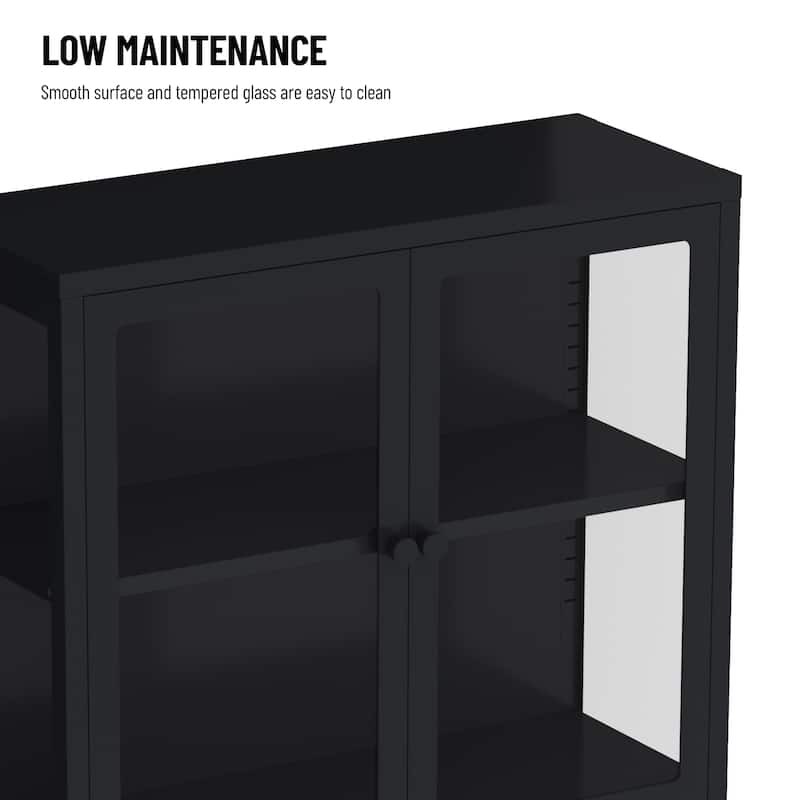 Four Glass Door Storage Cabinet with Adjustable Shelves