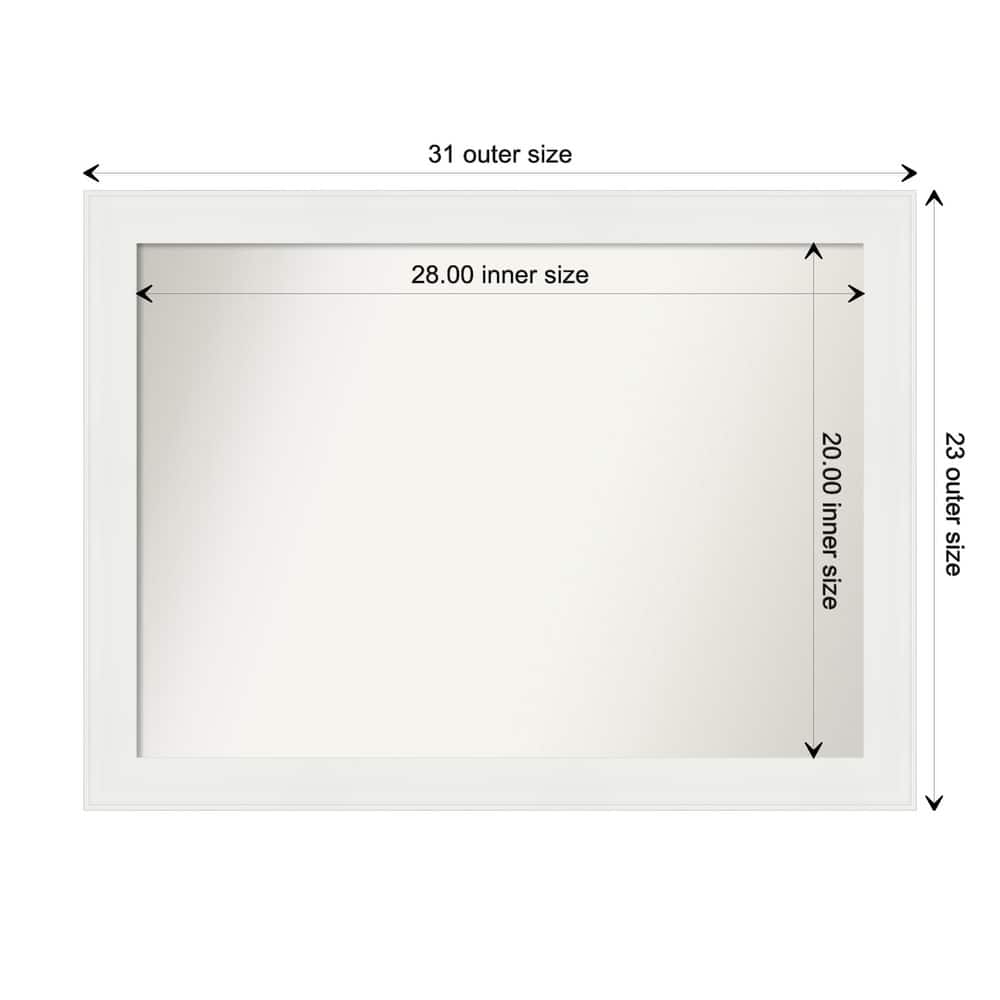 Vanity White Narrow Framed Non-Beveled Custom Wall Mirror, Bathroom Vanity Mirror