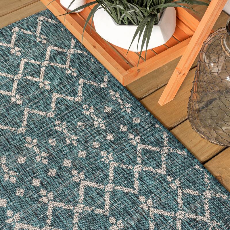 JONATHAN Y Trebol Moroccan Geometric Textured Weave Indoor/Outdoor Area Rug