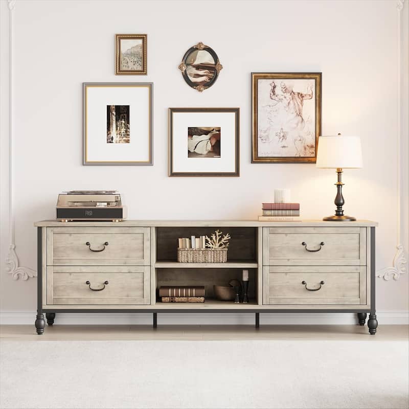 Modern Large TV Stand with Storage, Entertainment Center for Living Room - N/A - Grey