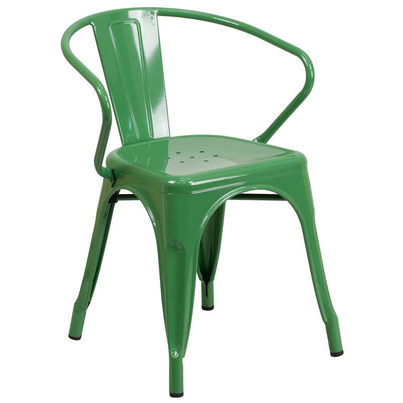24'' Round Metal Indoor-Outdoor Table Set with 2 Arm Chairs
