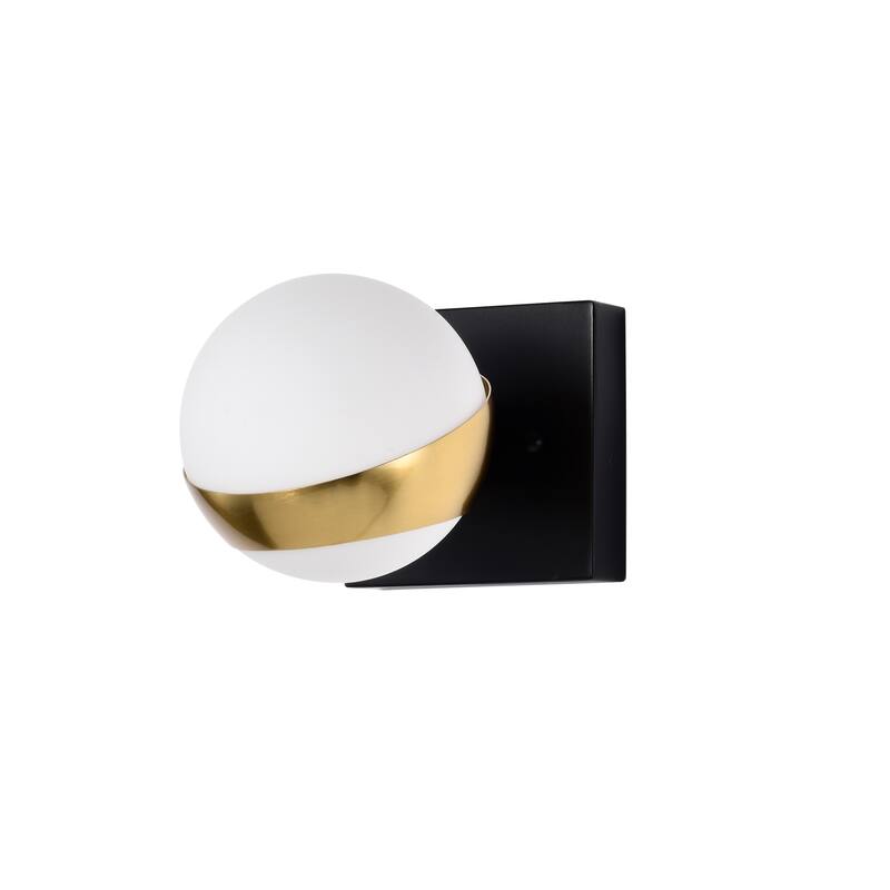Lona 5 Inch Gold Finish Orb Opaque Glass Wall Sconces 1 Light