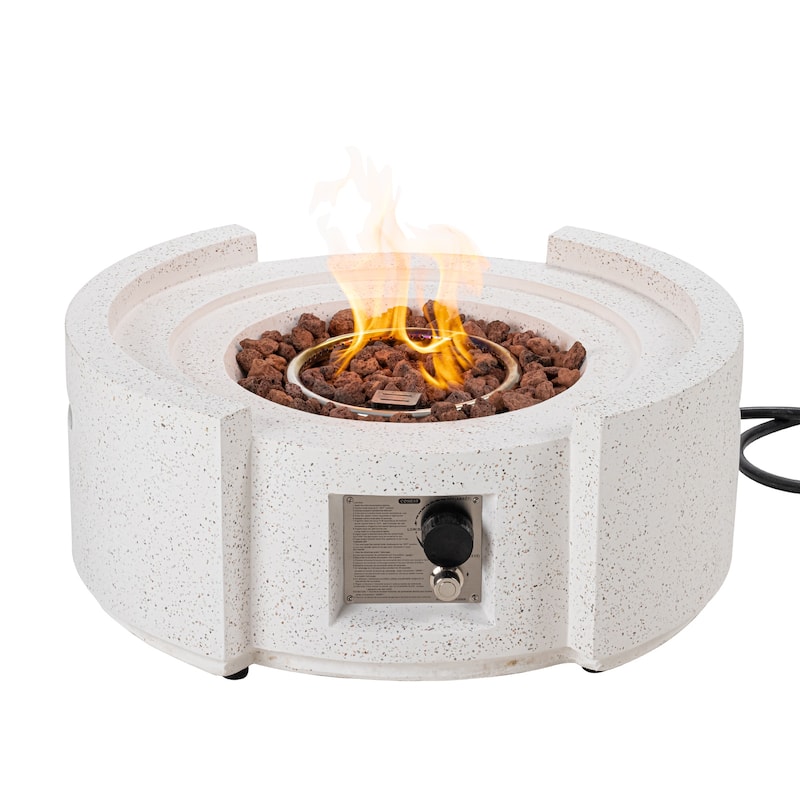 Semicircle Terrazzo Outdoor Firepit with Wind Guard