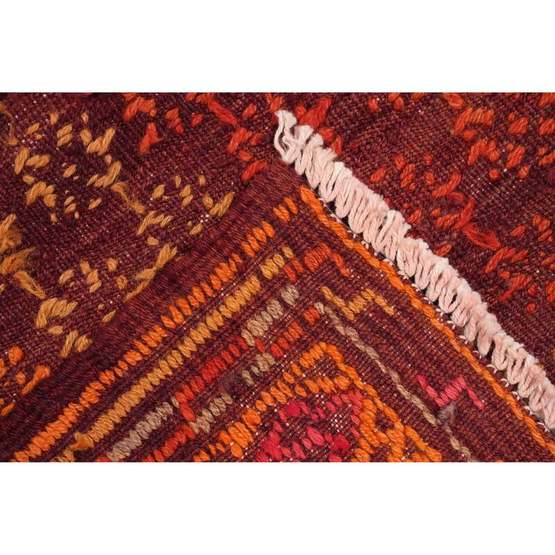 Hand Woven Oriental 100% Wool Carpet Southwestern Tribal Oranges & Rust Kilim Area Rug - 10' 1'' X 5' 8''