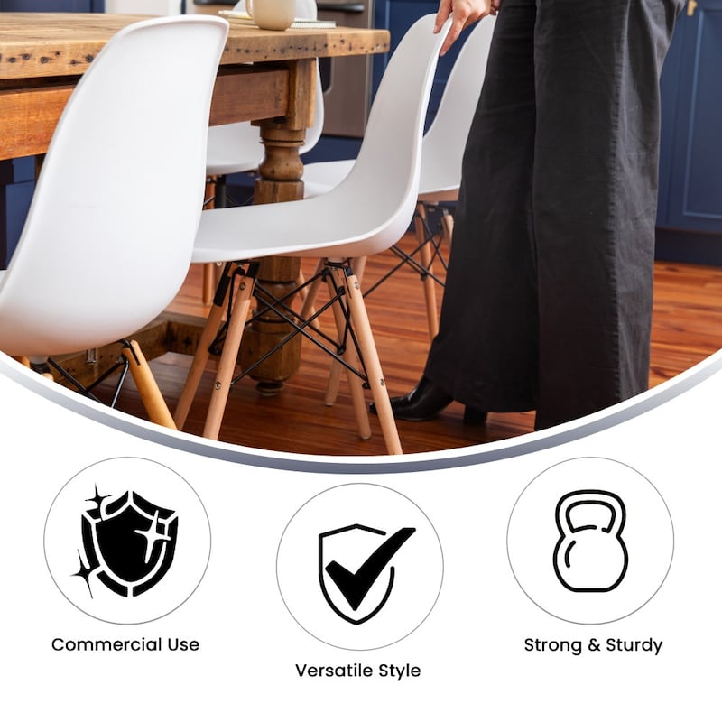 Plastic Chair with Wooden Legs