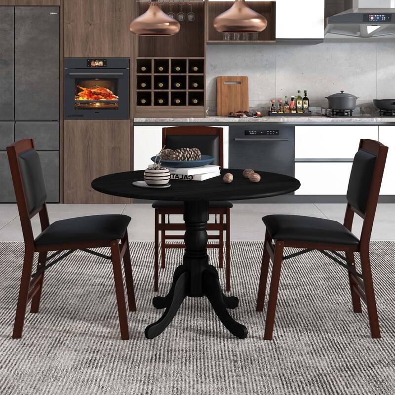 Costway Rustic Dining Table Wooden Dining Table with Round Tabletop & - See Details