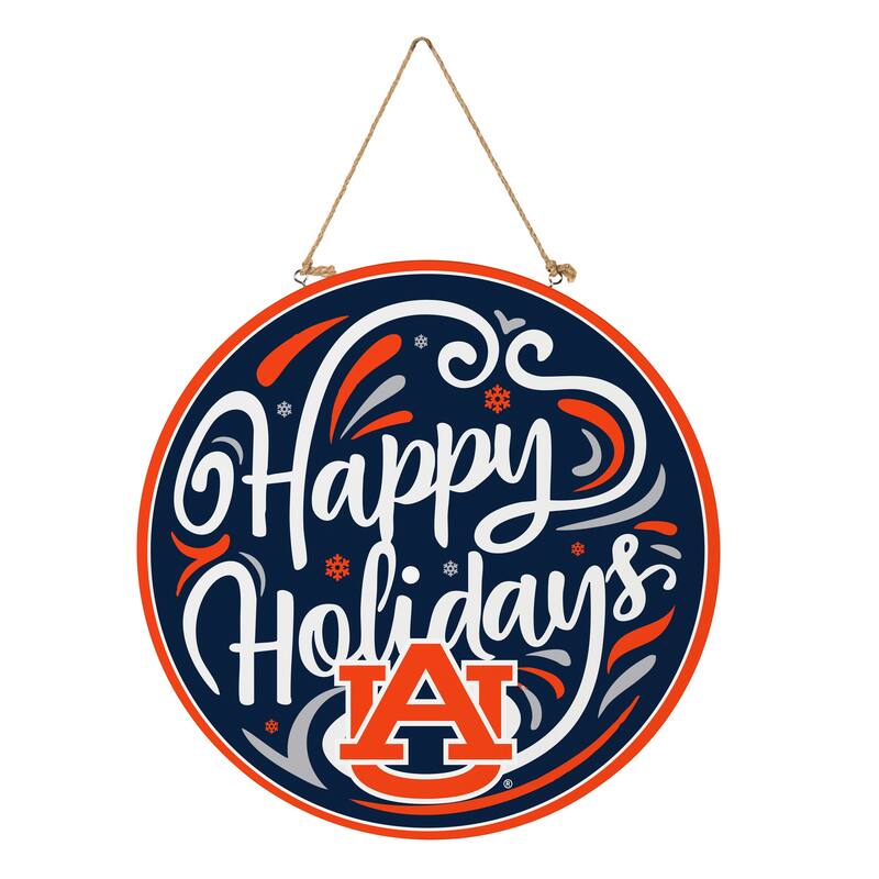 Auburn University 18" x 18" Happy Holidays Door Décor Wall Sign - 18" x 18"