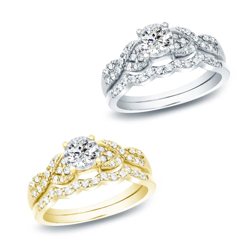 Auriya 3/5ctw Braided Twist Diamond Engagement Ring Set 14k Gold