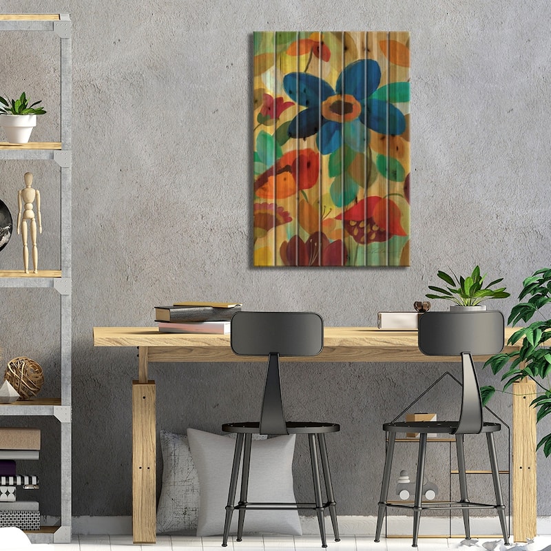 Summer Floral Panel I Print On Wood by Silvia Vassileva - Multi-Color