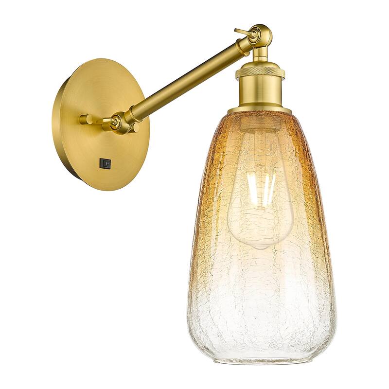 Innovations Lighting 317-1W-13-6 Brookhaven Almond Sconce Brookhaven - Satin Gold / Amber