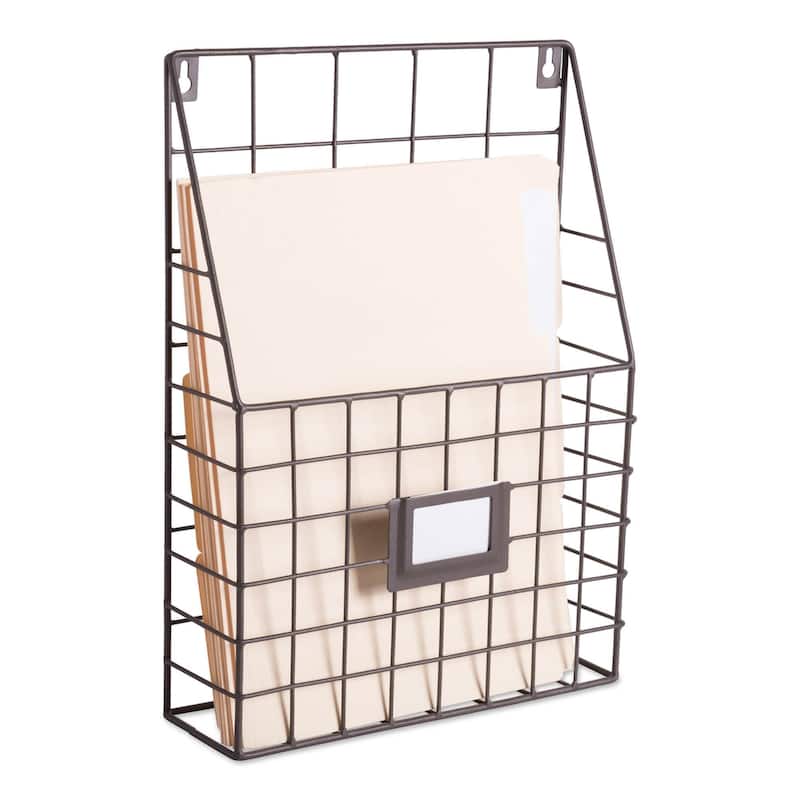 Set of 2 Grey Wire Wall File Basket Storage, 45"