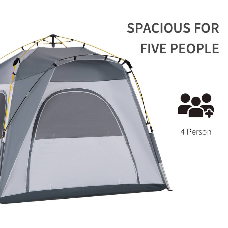 Outsunny 3-Season 5-Person Automatic Pop Up Outdoor Yurt Canopy Camping Tent w/ Easy Hydraulic Poles & Quality Materials