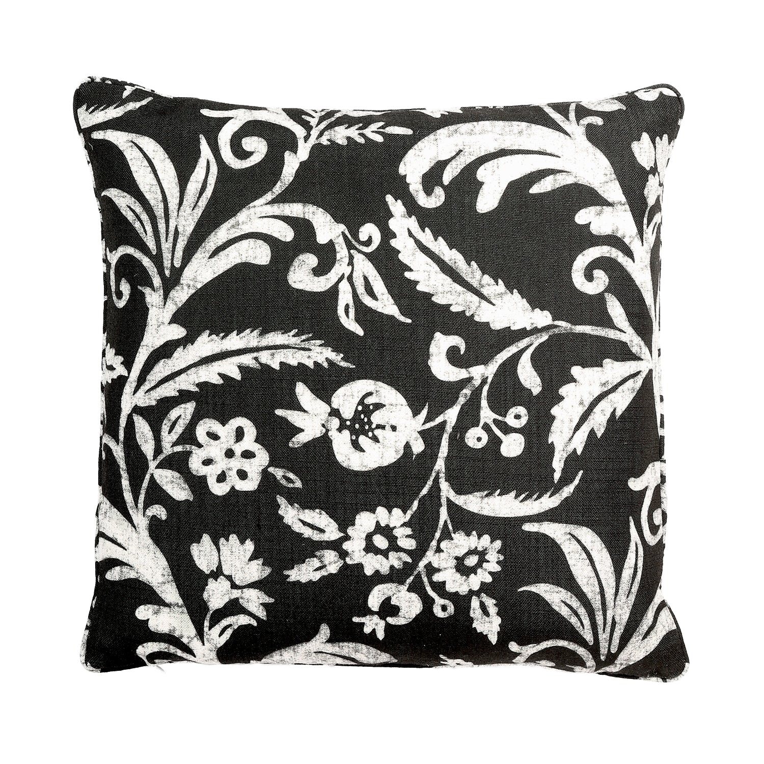 Black And White Floral Pattern With Polyester Insert Pillow