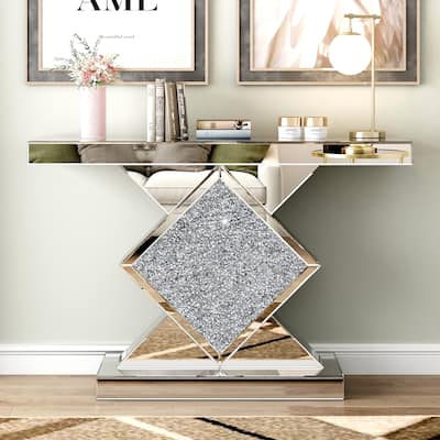 Modern Console Table with Crushed Diamond Inlay
