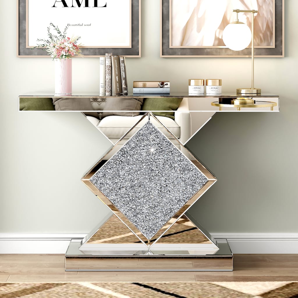 Modern Console Table with Crushed Diamond Inlay