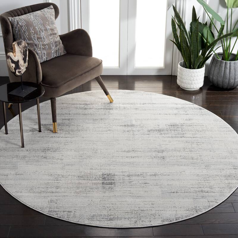 SAFAVIEH Whisper Arnhildur Modern Rug - 6'7" Round - Grey/Ivory