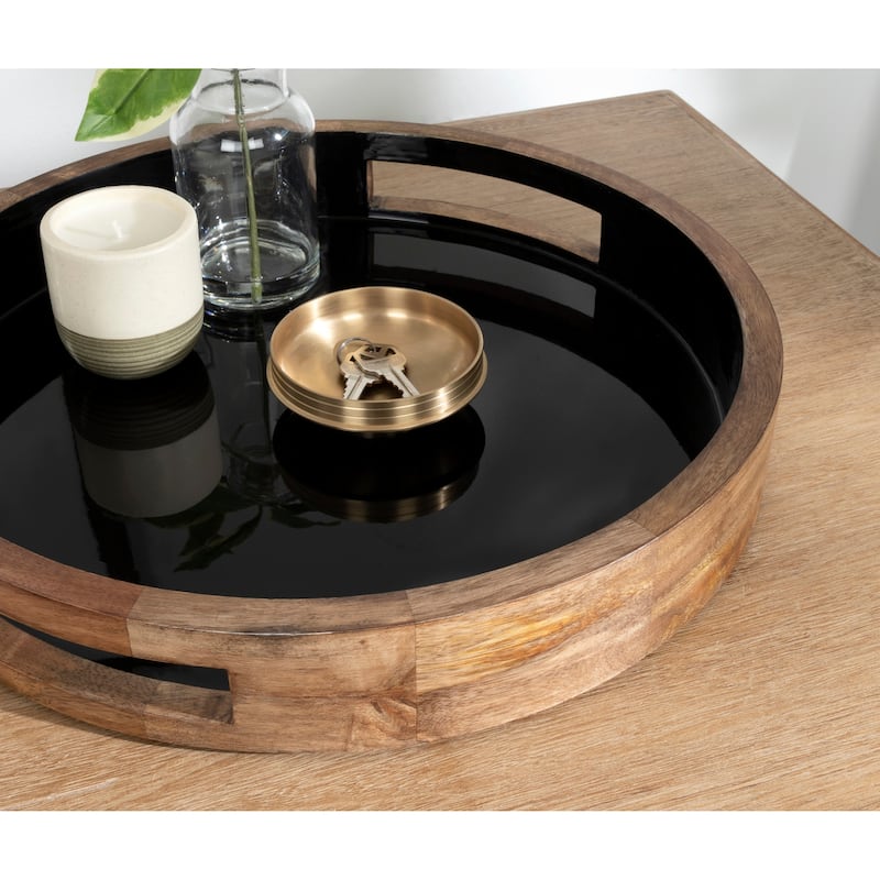 Kate and Laurel Ehrens Round Decorative Wood Tray