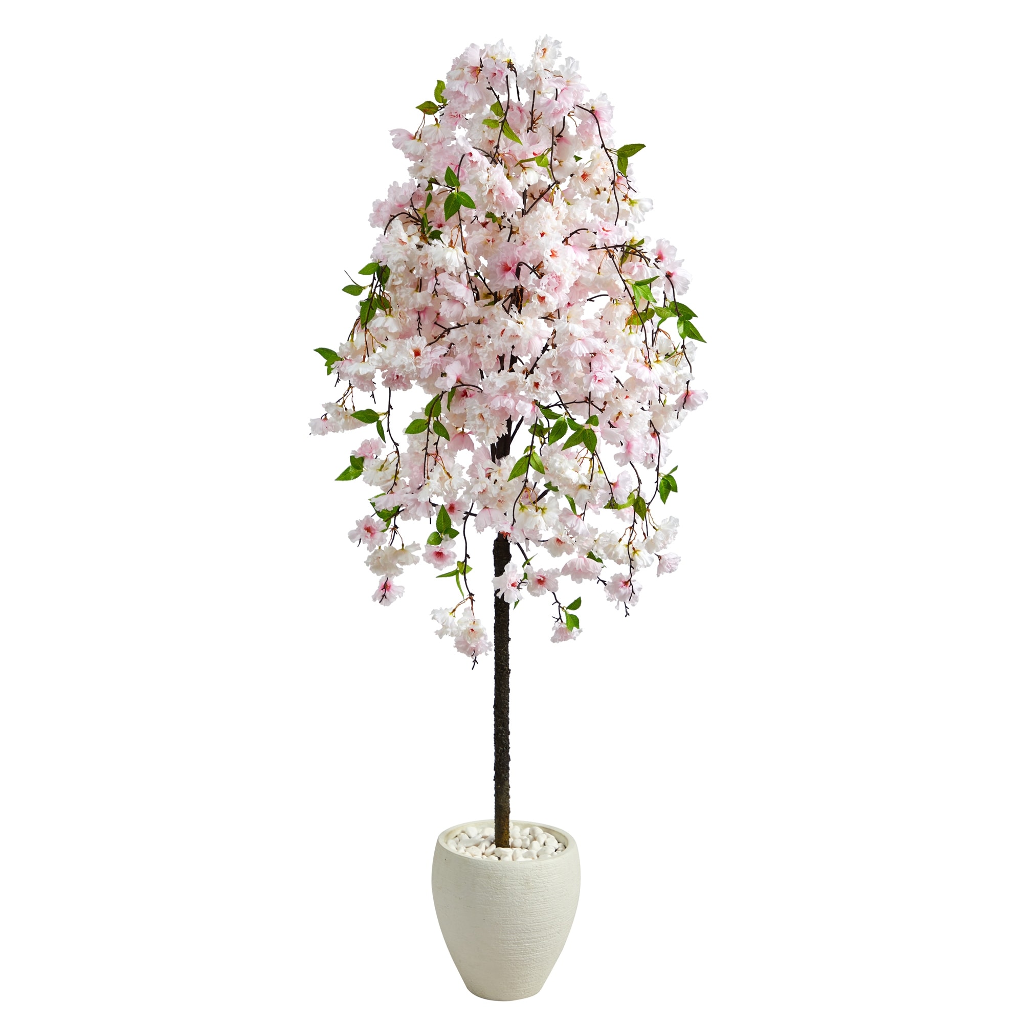 70" Cherry Blossom Artificial Tree in White Planter - 13"