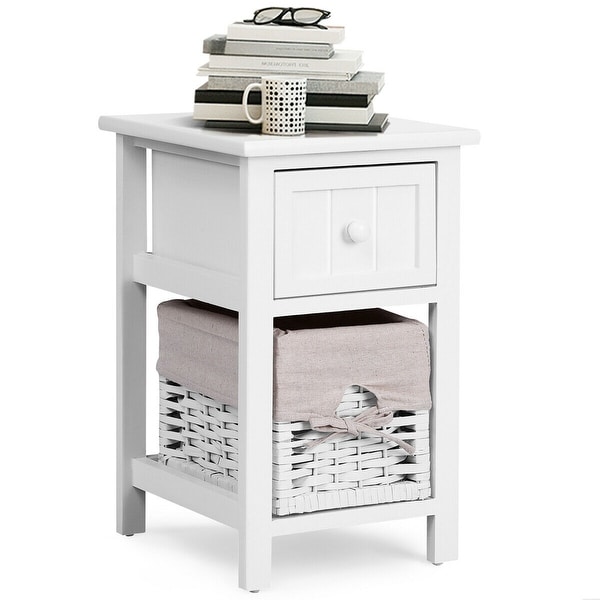 Shop Gymax 2 Tier Mini Nightstand 1 Drawer Bedside End ...