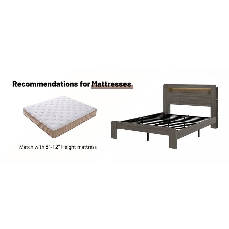 Wood Platform Bed Frame with Storage