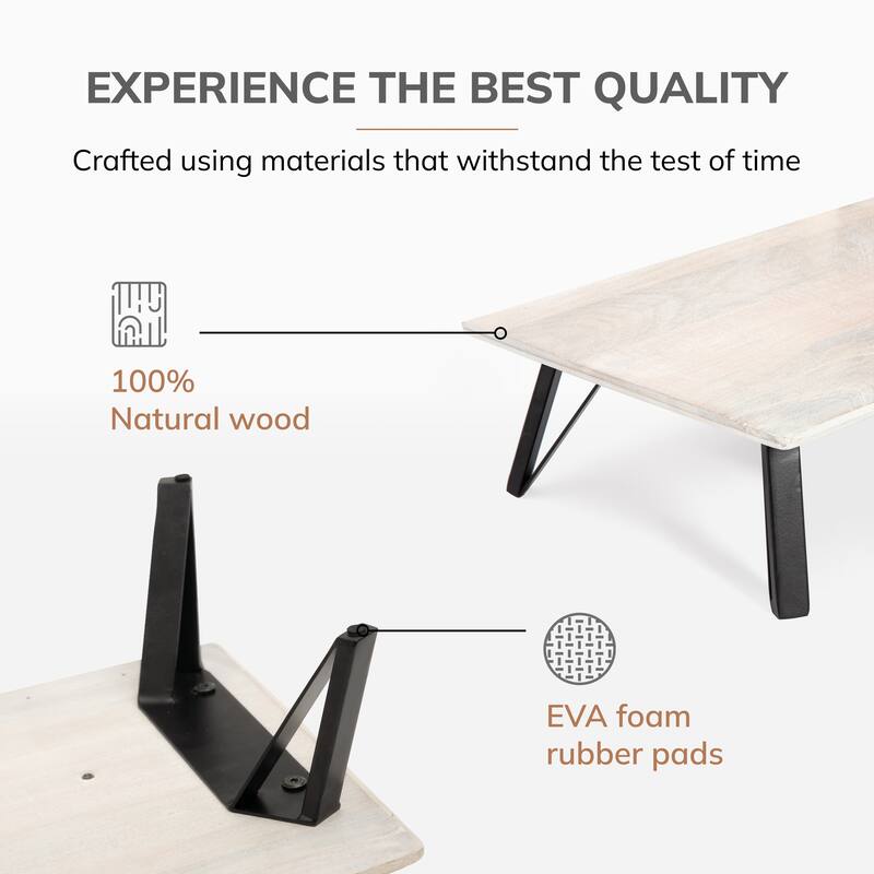 Jani Wood Monitor Stand Riser Desk - Ergonomic Design Stand, Desktop Organizer Table for Home, Office Workspace, Gaming Desk