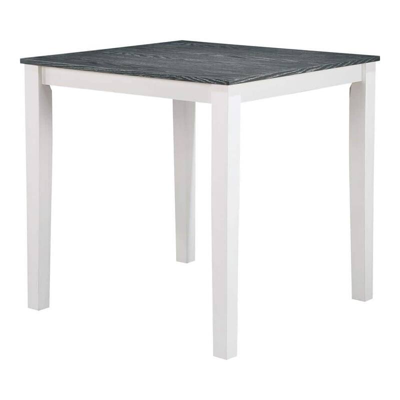 Solid wood 5pc Counter Height Dining Set Table 4x Chairs Linen Like Fabric Cushions Seats Chairs Dining Room