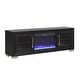 preview thumbnail 11 of 16, Furniture of America Fionna Modern Black Electric Fireplace TV Stand with LED and Shelves