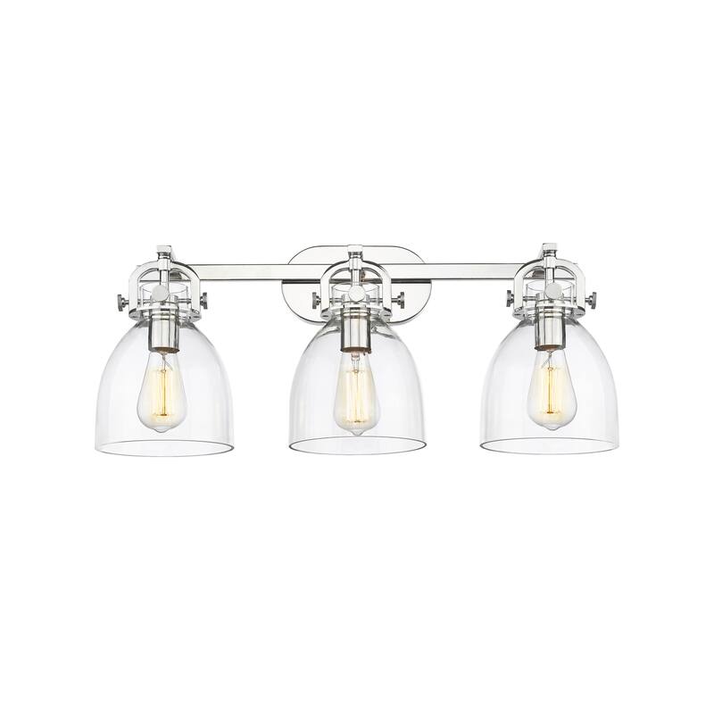 Innovations Lighting 410-3W-12-27 Newton Bell Vanity Newton Bell 3 - Polished Nickel / Clear