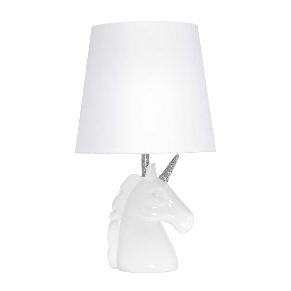 Sparkling Silver and White Unicorn Table Lamp - Whimsical Kids Room Lighting and Playful Bedside Décor