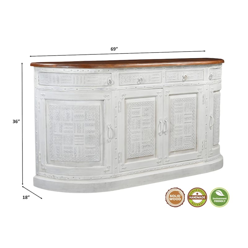 Clara 4-drawer 4-door Carved Solid Wood Sideboard