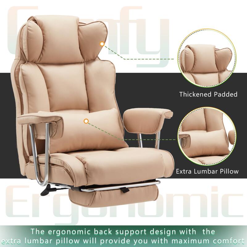 Big and Tall Leather Office Chair with Foot Rest with Adjustable Back for People up to 400 lbs