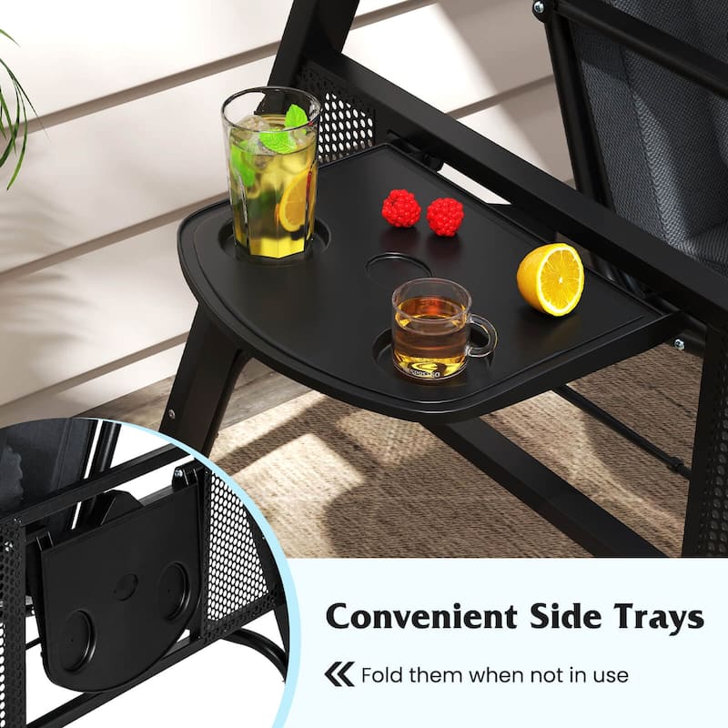 Costway 3-Seat Patio Swing Chair with Adjustable Canopy Thickened - See Details