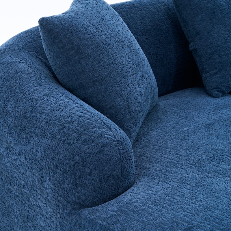 Compression Sponge L-Shape Sectional Sofa with Curved Chaise,Brown Modular Chenille Couch,30D High-Density