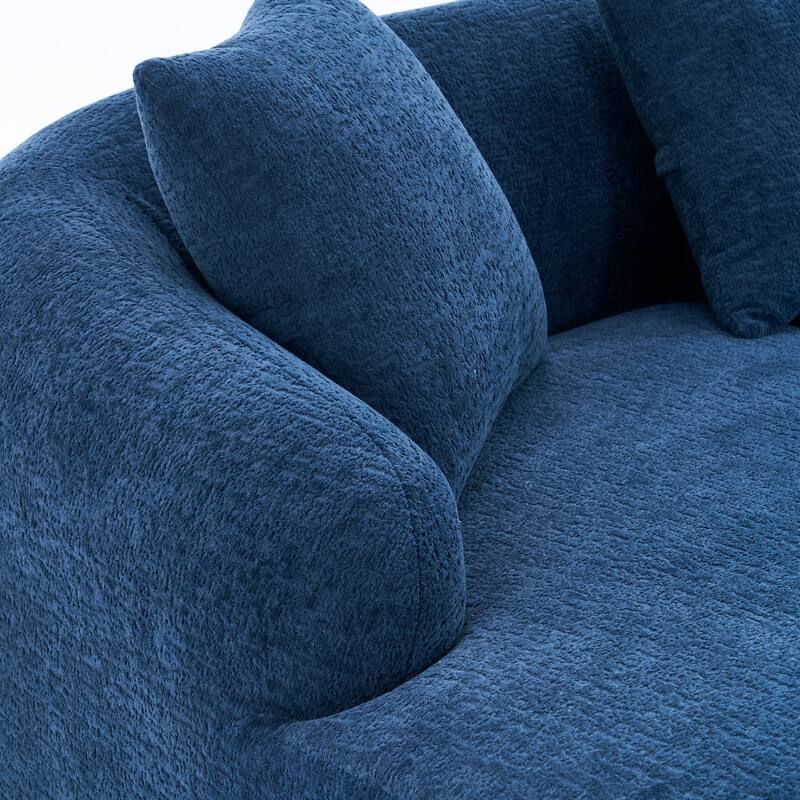 Modern Chenille L-Shaped Modular Sectional Sofa with Curved Chaise and 4 Pillows for Living Room