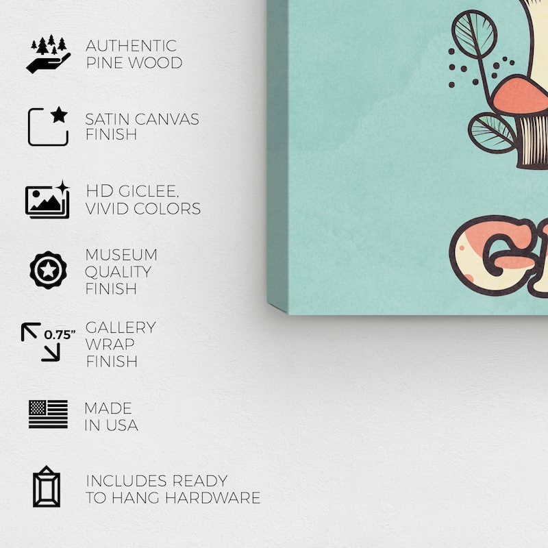 Wynwood Studio Canvas Education and Office Grow Mushroom Red and Light Red Modern & Contemporary Wall Art Canvas Print