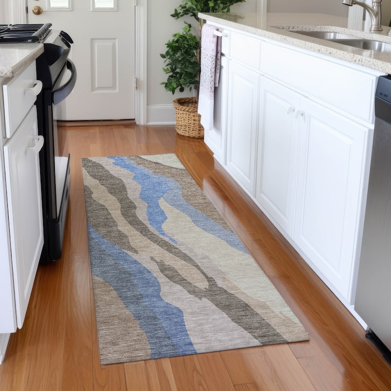 Premium Washable Super Soft Mid Century Modern Mayfield Rug - Taupe - 2'3" x 7'6"