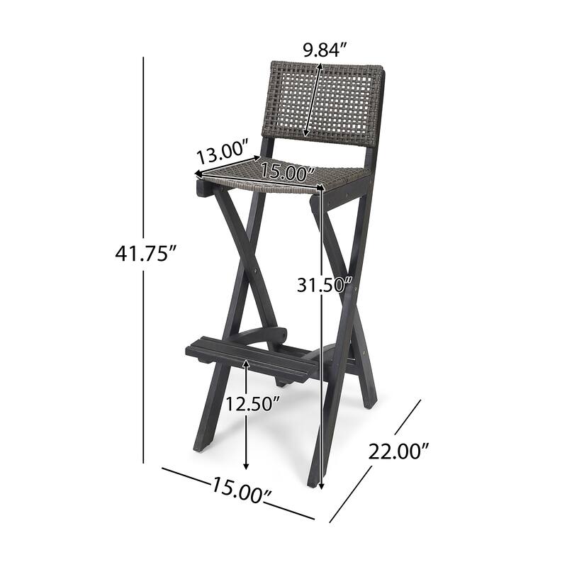 Polaris Acacia Wood Outdoor Folding Barstools (Set of 2) by Christopher Knight Home
