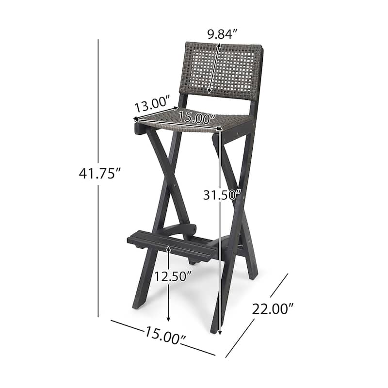 Polaris Acacia Wood Outdoor Folding Barstools (Set of 4) by Christopher Knight Home