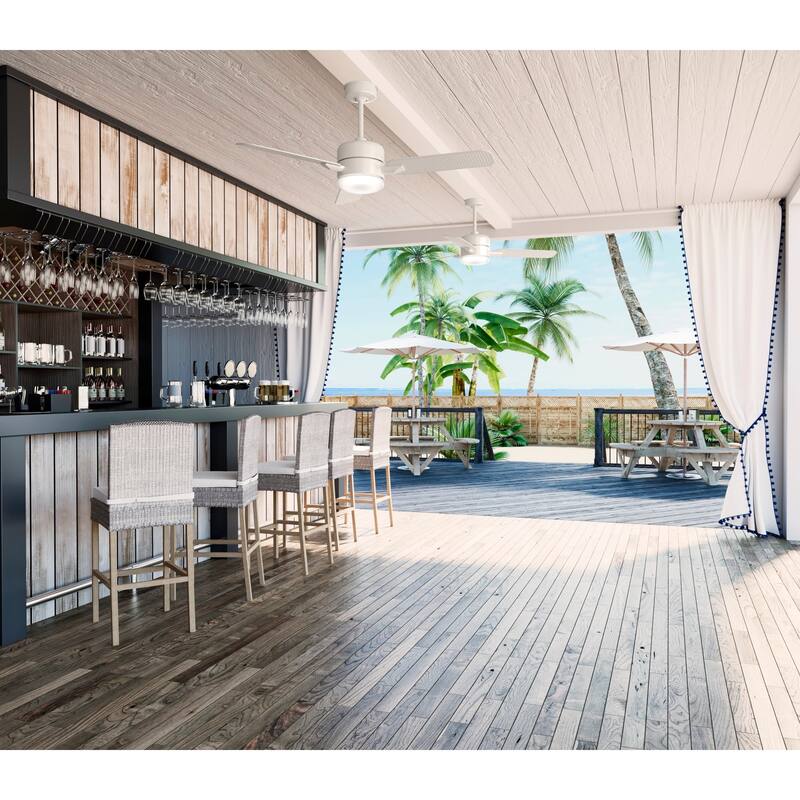 Casablanca 54" Paume Outdoor Ceiling Fan with LED Light Kit and Wall Control - Coastal - DAMP RATED!