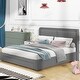 preview thumbnail 15 of 16, Modern Queen Size Upholstered Hydraulic Platform Bed with 2 Drawers - Large Storage Space, Metal Construction