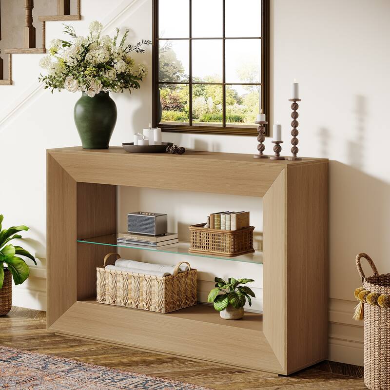55-Inch Farmhouse Console Table 3-Tier Sofa Table for Entryway