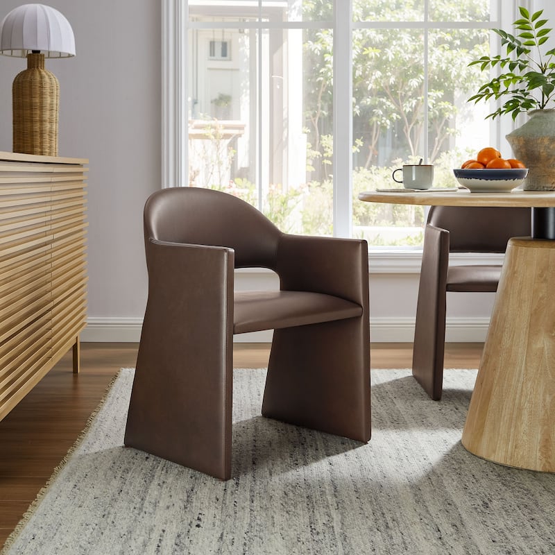 Talia Vegan Leather Dining Armchair - Espresso