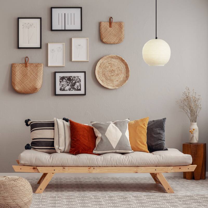 Hayley River of Goods Black Metal and White Blown Glass 9.5-Inch Pendant Light with Adjustable Hanging Cord - 9.5" x 9.5" x 64"