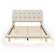 preview thumbnail 3 of 10, Beige Full Size Velvet Platform Bed with LED Frame, Thick & Soft Fabric